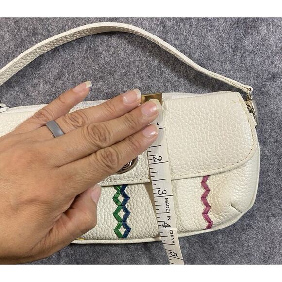 Brighton Purse Small White Leather Multicolor Leather Stitching Crossbody - Picture 12 of 13